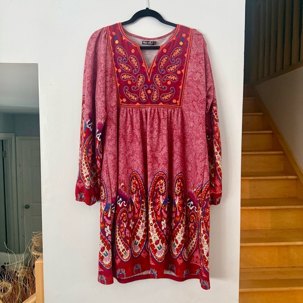 😸White Mark Red Casual Sweater Dress
